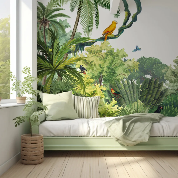 Papel de Parede Aves Coloridas na Selva MP