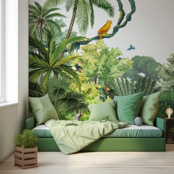 Papel de Parede Aves Coloridas na Selva MP