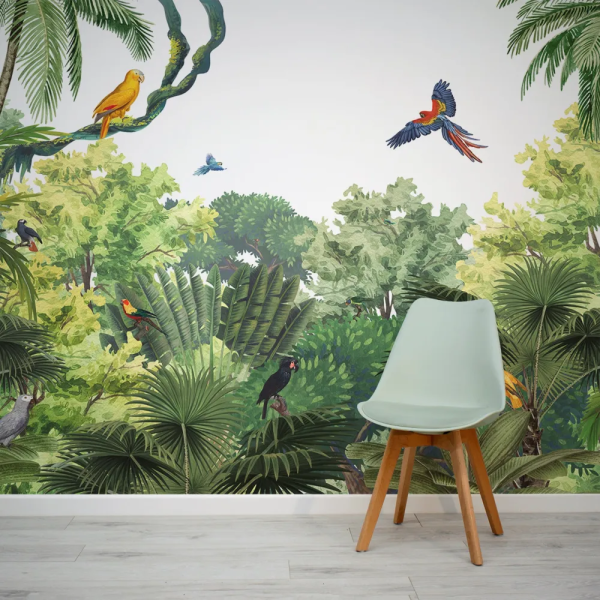 Papel de Parede Aves Coloridas na Selva MP