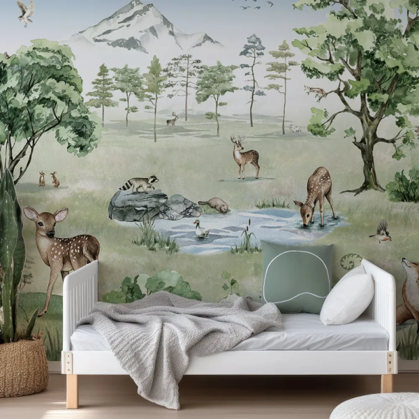 Papel de Parede Bosque Encantado com Animais MP