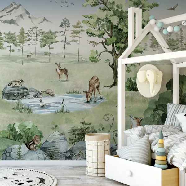 Papel de Parede Bosque Encantado com Animais MP