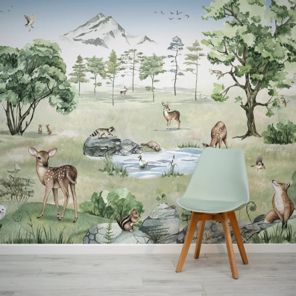 Papel de Parede Bosque Encantado com Animais MP