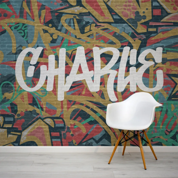 Papel de Parede Personalizvel com Graffiti em Tijolos MP
