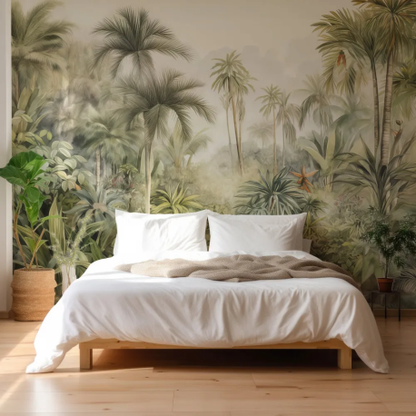 Papel de Parede Aquarela Floresta Tropical MP