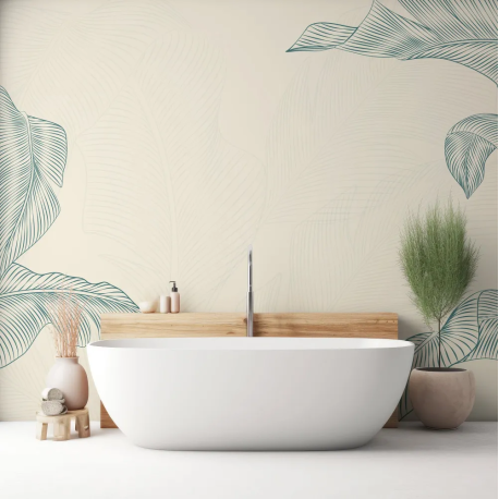Papel de Parede Folhas Verdes Ilustradas MP
