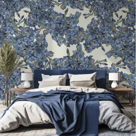 Papel de Parede Flores Azuis em Aquarela MP