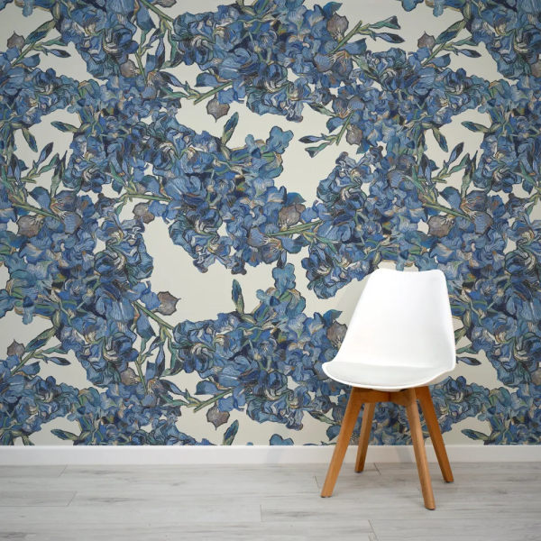 Papel de Parede Flores Azuis em Aquarela MP