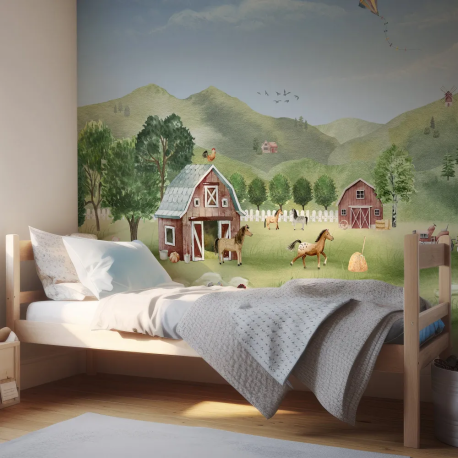 Papel de Parede Aquarela Animais da Fazenda MP