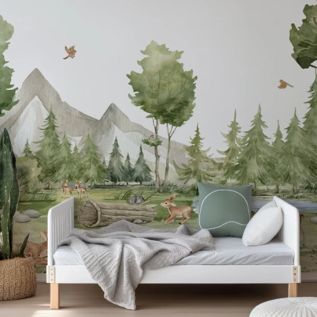Papel de Parede Aquarela Floresta Encantada MP