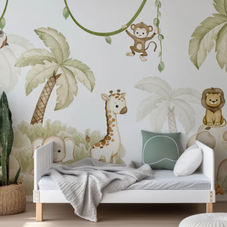 Papel de Parede Aquarela Animais da Selva MP