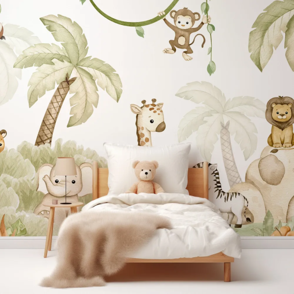 Papel de Parede Aquarela Animais da Selva MP