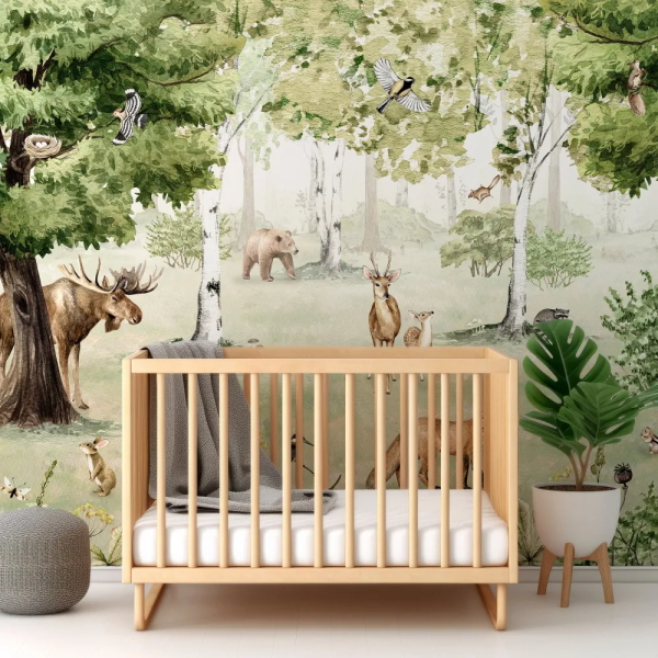 Papel de Parede Infantil Floresta Verde Primavera MP