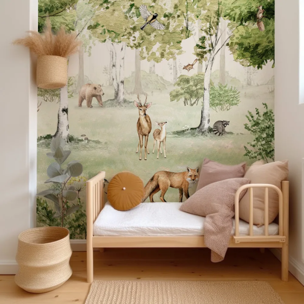 Papel de Parede Infantil Floresta Verde Primavera MP