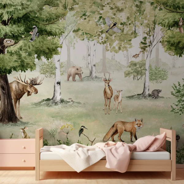 Papel de Parede Infantil Floresta Verde Primavera MP