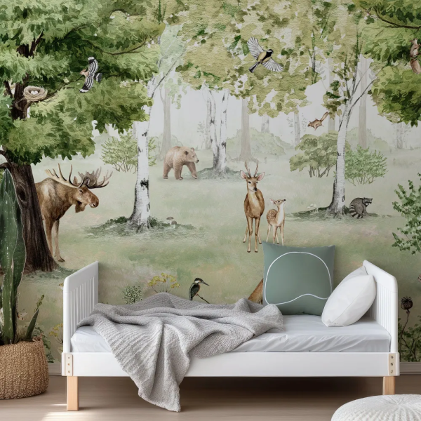 Papel de Parede Infantil Floresta Verde Primavera MP