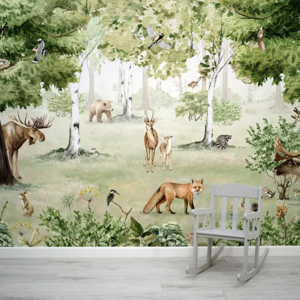 Papel de Parede Infantil Floresta Verde Primavera MP