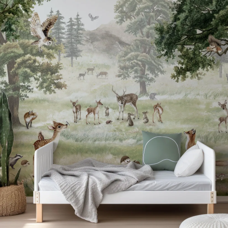 Papel de Parede Floresta Encantada com Animais MP