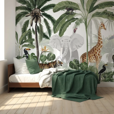 Papel de Parede Aquarela Selva Extica Infantil MP