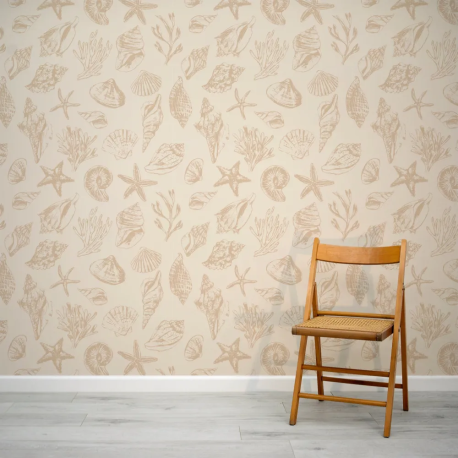 Papel de Parede Concha Beje e Creme MP