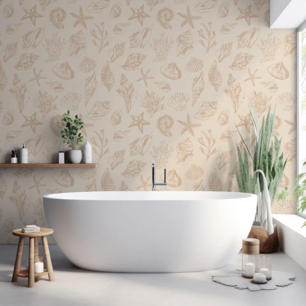 Papel de Parede Concha Beje e Creme MP