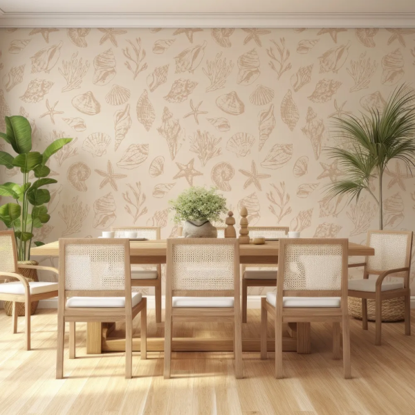 Papel de Parede Concha Beje e Creme MP