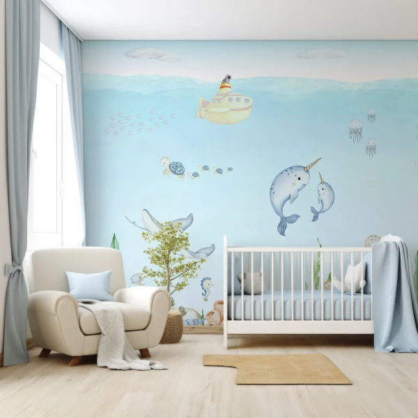 Papel de Parede Fundo do Mar Azul para Quarto Infantil MP