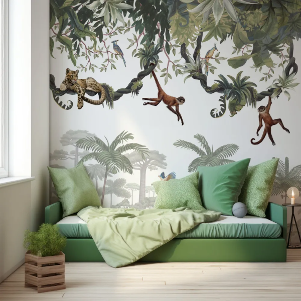Papel de Parede Macacos Brincando nas rvores MP
