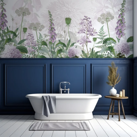 Papel de Parede Aquarela Flores de Digitalis Roxo MP