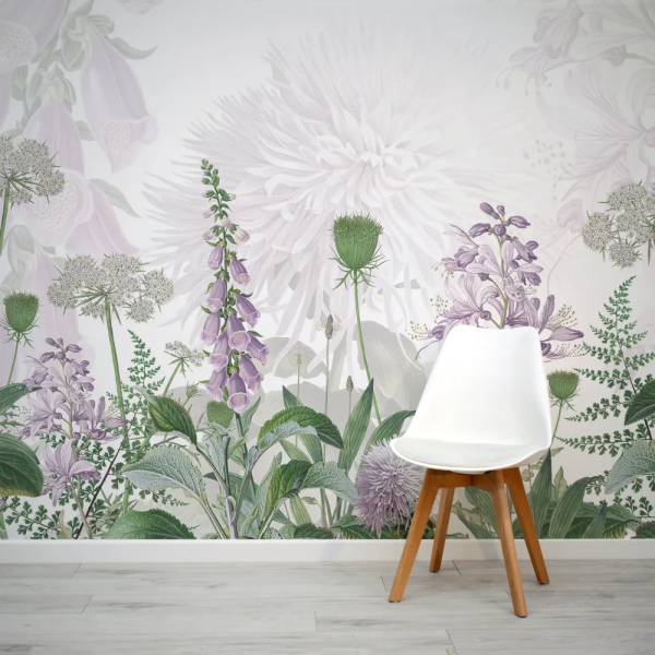 Papel de Parede Aquarela Flores de Digitalis Roxo MP
