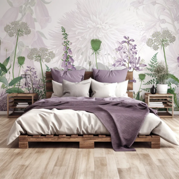 Papel de Parede Aquarela Flores de Digitalis Roxo MP