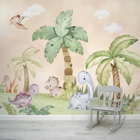Papel de Parede Dinossauro Aquarela Infantil MP