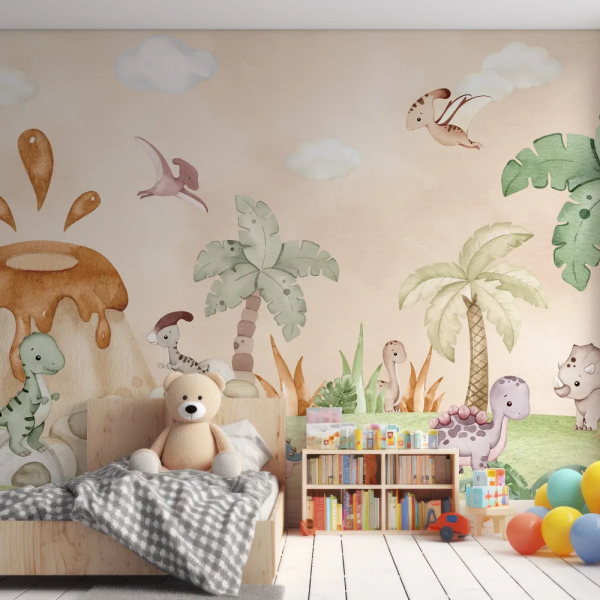 Papel de Parede Dinossauro Aquarela Infantil MP