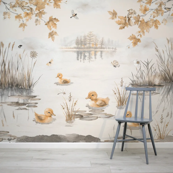 Papel de Parede Aquarela Patinhos no Outono MP