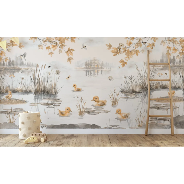 Papel de Parede Aquarela Patinhos no Outono MP
