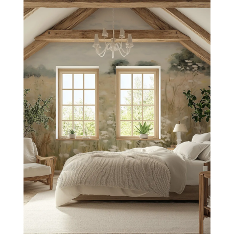 Papel de Parede Campo Nebuloso com Flores MP