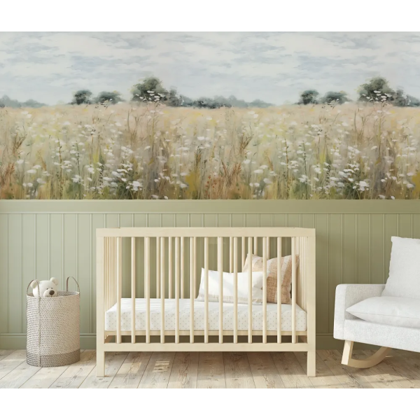 Papel de Parede Campo Nebuloso com Flores MP