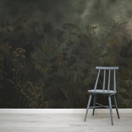 Papel de Parede Natureza Sombria com Flores Silvestres MP