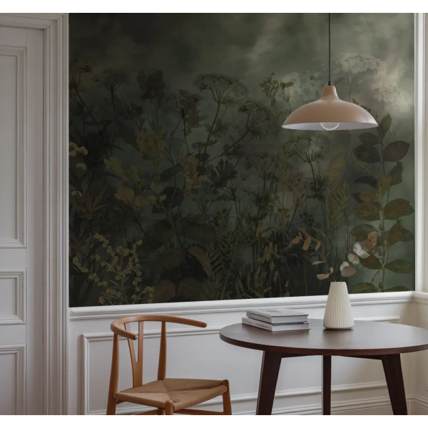 Papel de Parede Natureza Sombria com Flores Silvestres MP