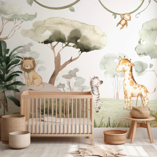 Papel de Parede Safari de Beb com Animais MP