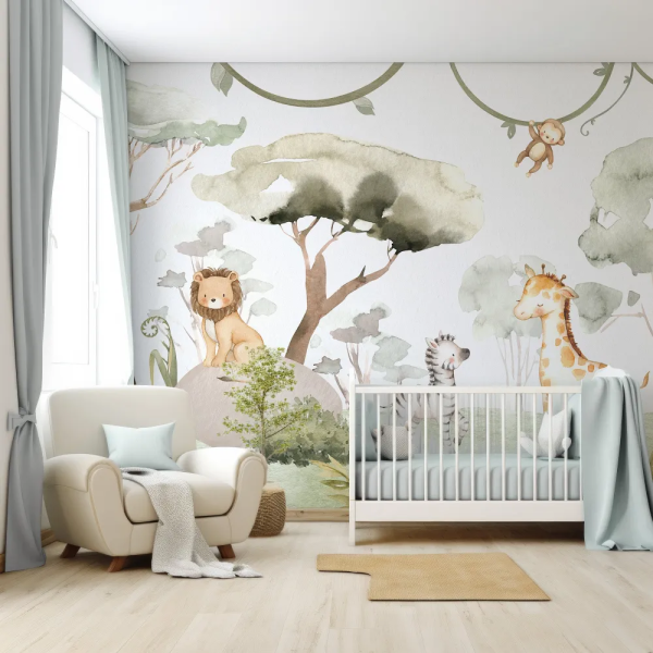 Papel de Parede Safari de Beb com Animais MP