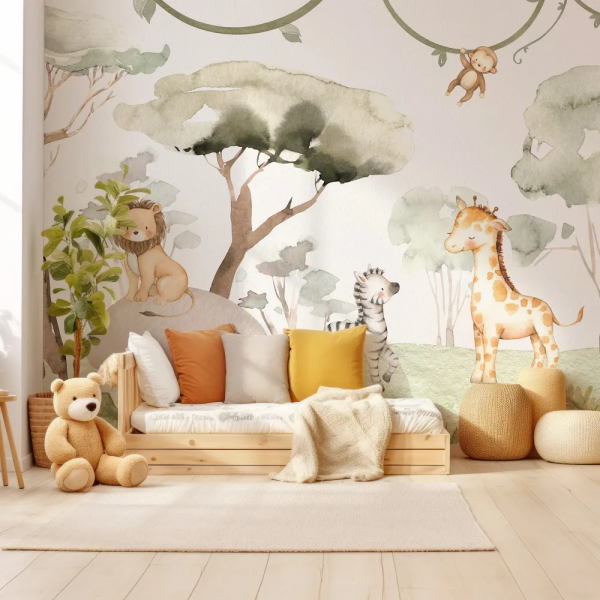 Papel de Parede Safari de Beb com Animais MP