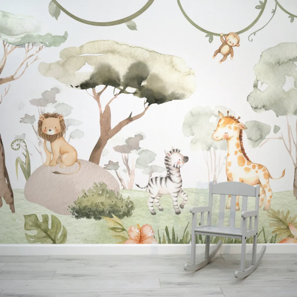 Papel de Parede Safari de Beb com Animais MP