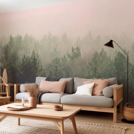Papel de Parede Floresta Nebulosa de Pinheiros MP