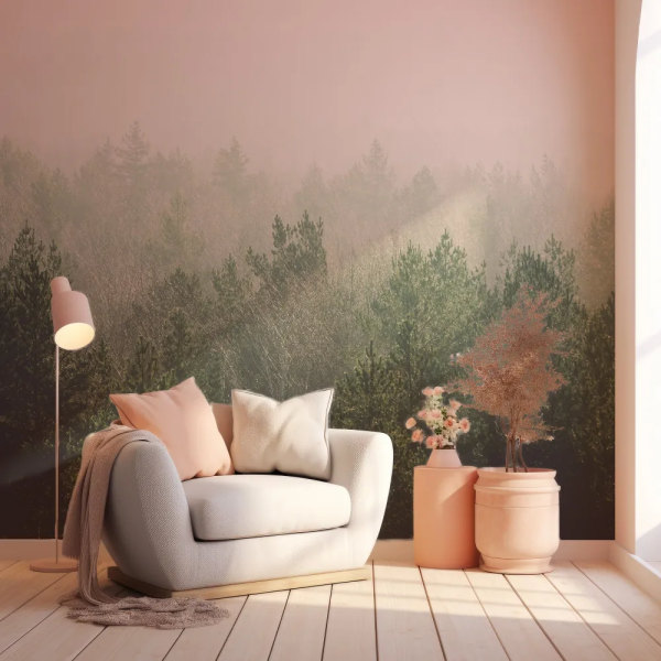 Papel de Parede Floresta Nebulosa de Pinheiros MP
