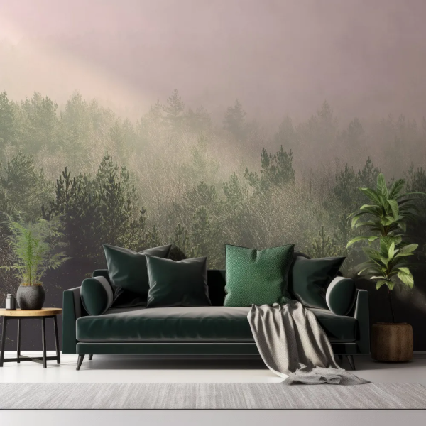 Papel de Parede Floresta Nebulosa de Pinheiros MP