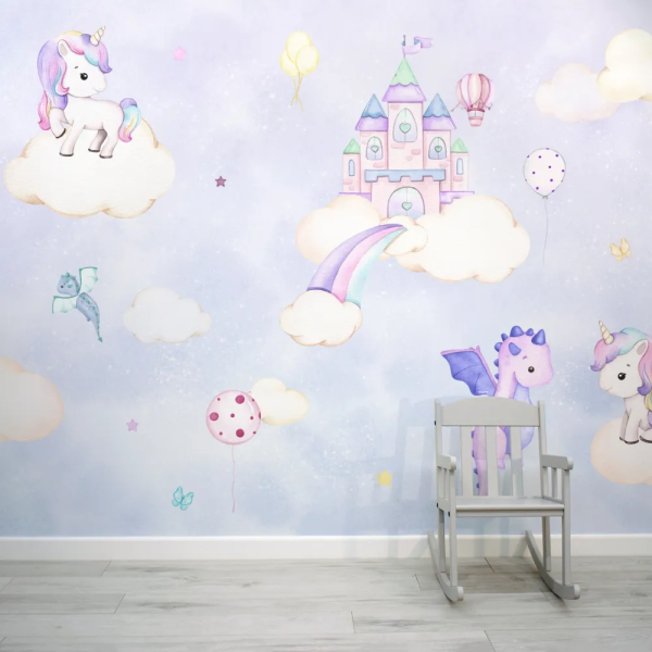 Papel de Parede Unicrnio Mgico em Tons Pastel MP