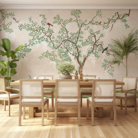 Papel de Parede Jardim Zen com Pssaros MP