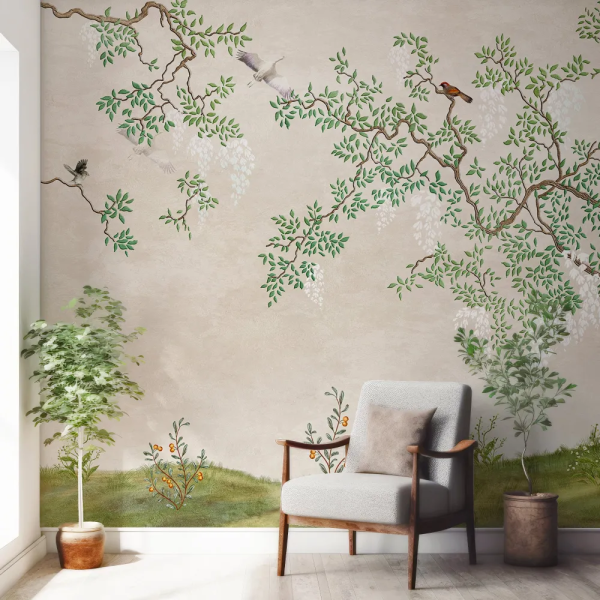 Papel de Parede Jardim Zen com Pssaros MP