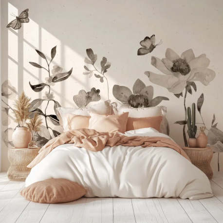Papel de Parede Flores Aquarela Monocromticas MP