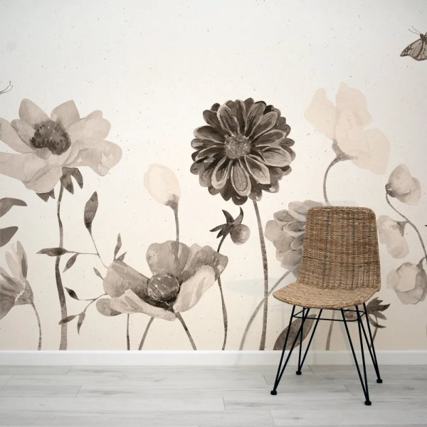 Papel de Parede Flores Aquarela Monocromticas MP